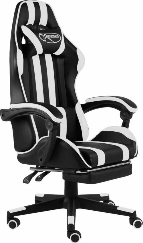 vidaXL Racing με Υποπόδιο Black/White Stripes