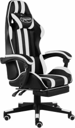 vidaXL Racing με Υποπόδιο Black/White Stripes