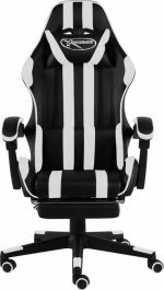 vidaXL Racing με Υποπόδιο Black/White Stripes