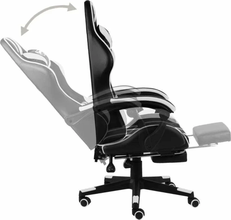 vidaXL Racing με Υποπόδιο Black/White Stripes