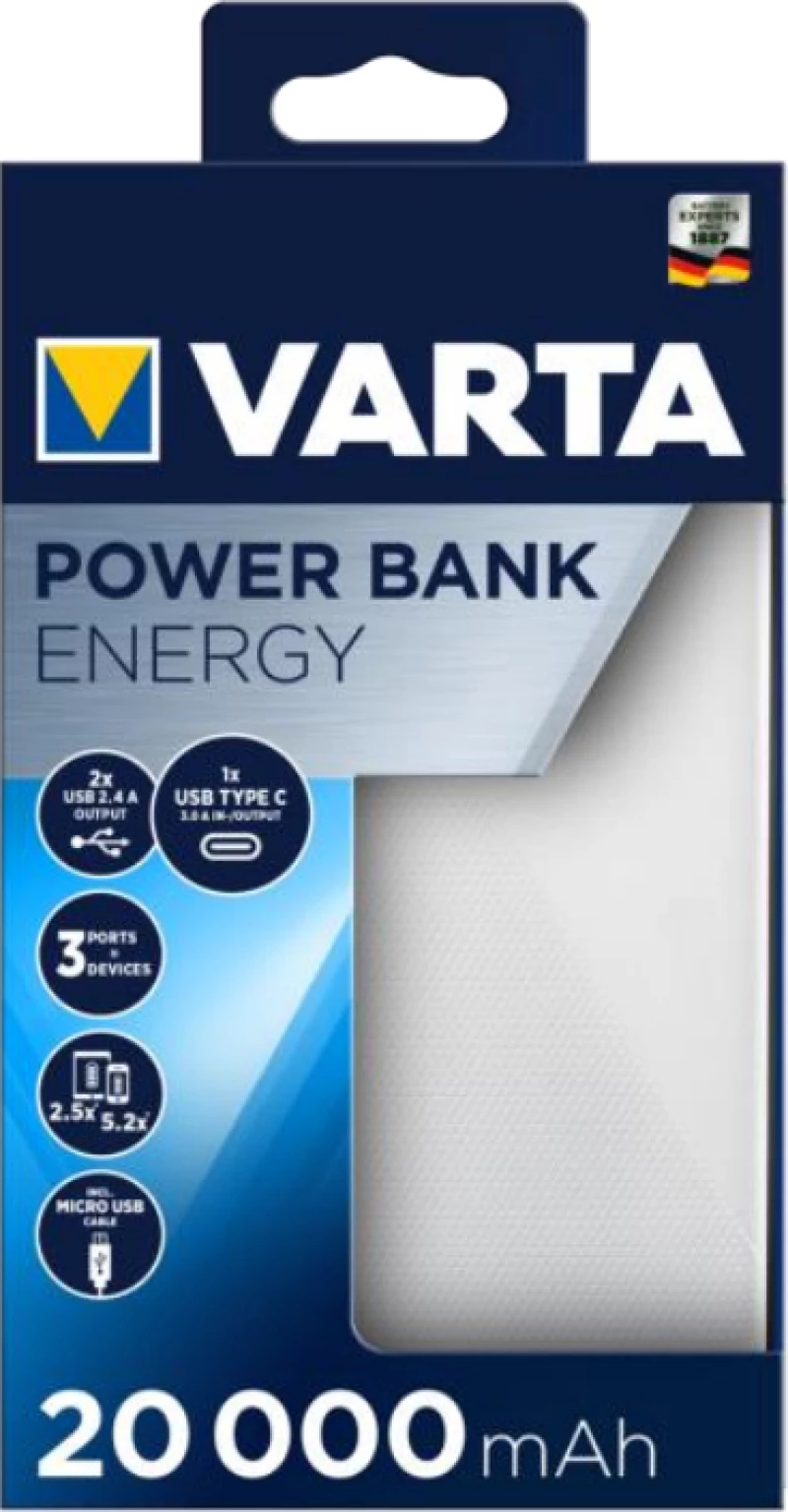 Varta Energy 20000mAh Λευκό