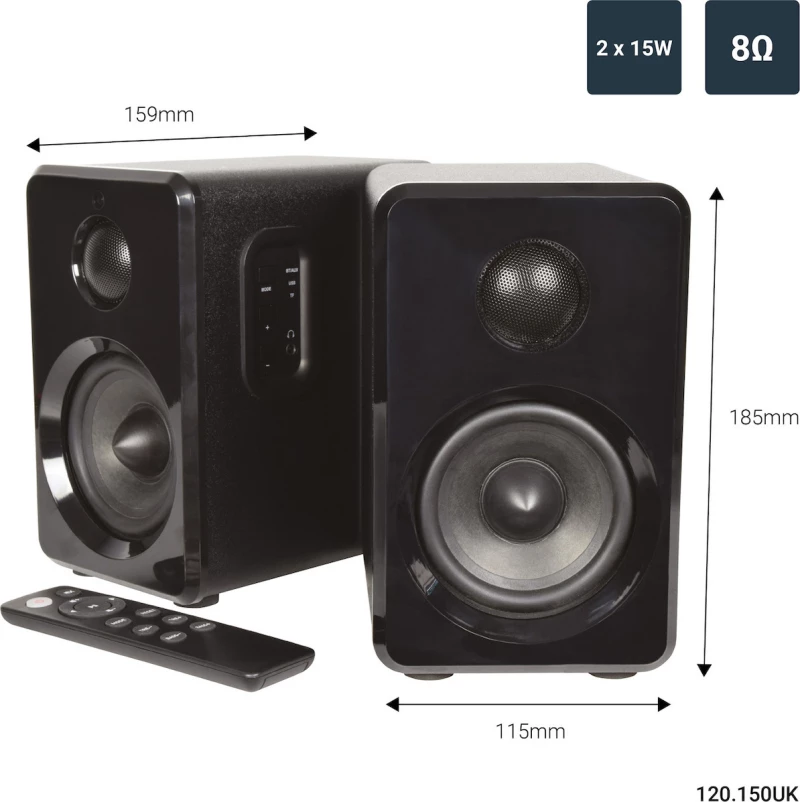 Avlink Abs35Blk Ενεργά Bluetooth Ηχεία Βιβλιοθήκης 3.5" 15W Rms Μαύρα (Ζεύγος)
