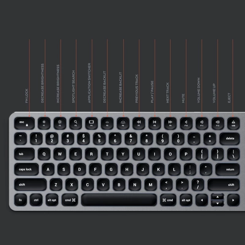 Satechi Compact Bluetooth φωτιζόμενο πληκτρολόγιο σε χρώμα Space Grey - ST-ACBKM