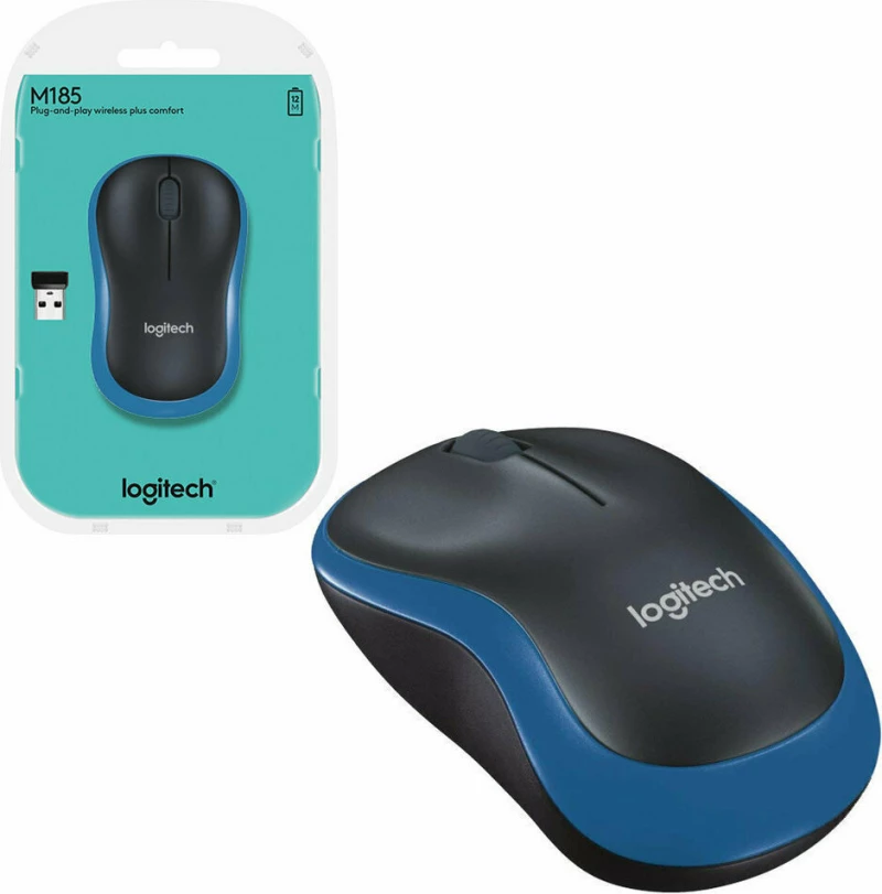 Logitech M185 Ασύρματο Mini Ποντίκι Μπλε