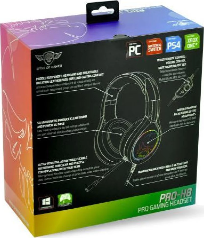Spirit of Gamer PRO-H8 Over Ear Gaming Headset (3.5mm / USB)