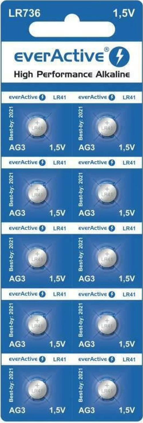 Mini Alkaline Batteries Everactive G3 Lr736 Lr41 10 Pcs