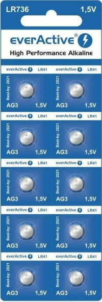 Mini Alkaline Batteries Everactive G3 Lr736 Lr41 10 Pcs