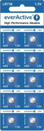 Mini Alkaline Batteries Everactive G3 Lr736 Lr41 10 Pcs