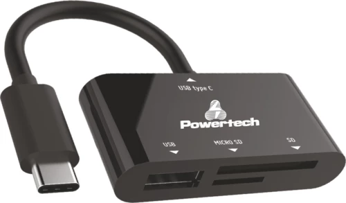 Powertech Usb-C To Usb / Multi Card Reader Black
