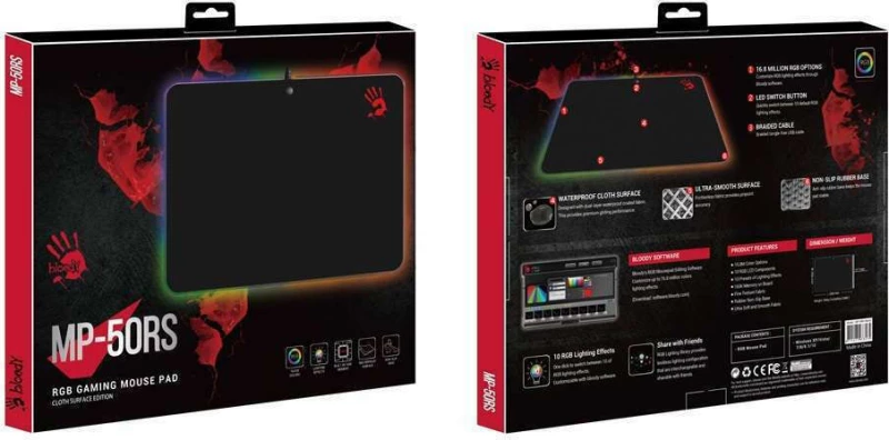 Bloody Gaming Mousepad Bld-Mp-50Rs, Με Rgb Led Backlit, 35.8X25.6Cm