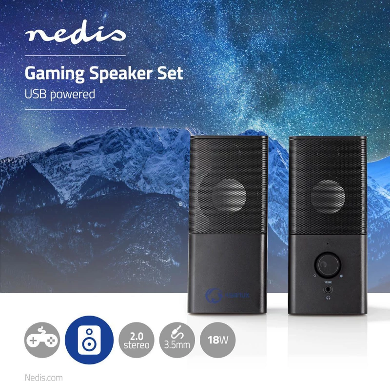 Nedis Gspr10020Bk Gaming Speakers 2.0 Usb Powered 3.5Mm Jack 18 W Nedis