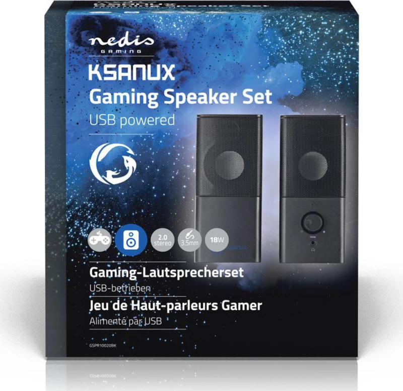Nedis Gspr10020Bk Gaming Speakers 2.0 Usb Powered 3.5Mm Jack 18 W Nedis