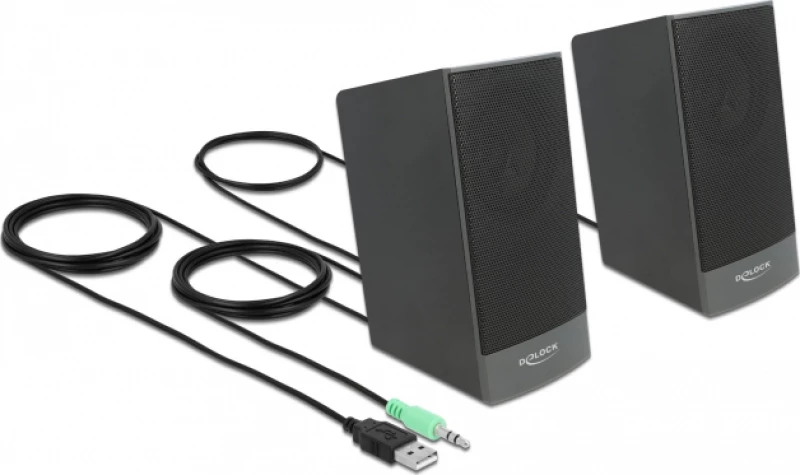Delock Ηχεία 2.0 27001, Stereo, Usb & 3.5Mm, Μαύρα