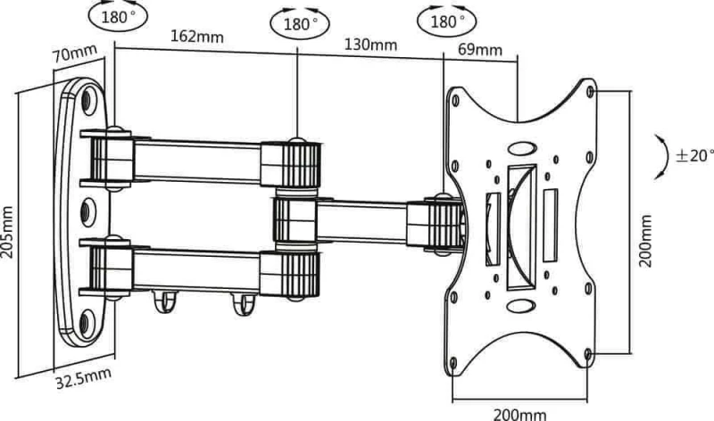 Bracket Επιτοίχια έως 42" και 30kg