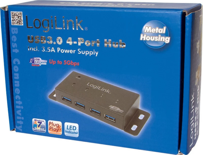 Usb Hub Logilink Usb 3.0 Metal Power Supply 4 Θυρών