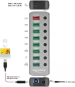 DeLock 9 Port USB 3.2 Gen 1 Hub with 1x USB Type-C PD 3.0 Port