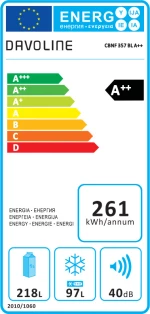 Davoline CBNF 357 Ψυγειοκαταψύκτης NoFrost Υ185xΠ60εκ.