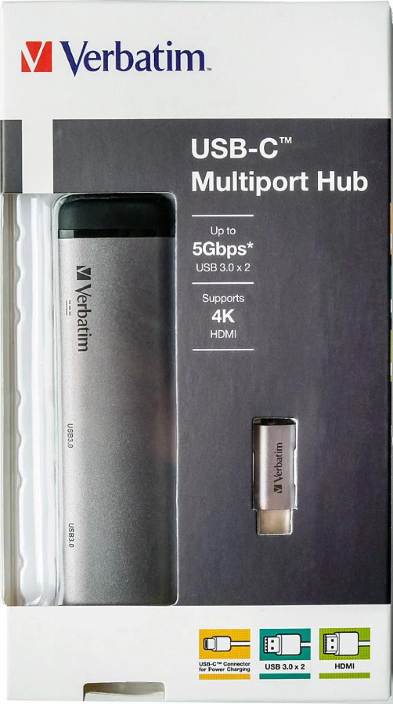Verbatim Usb-C Adapter Usb 3.1 Gen 1 Usb 3.0 + 2 Hdmi