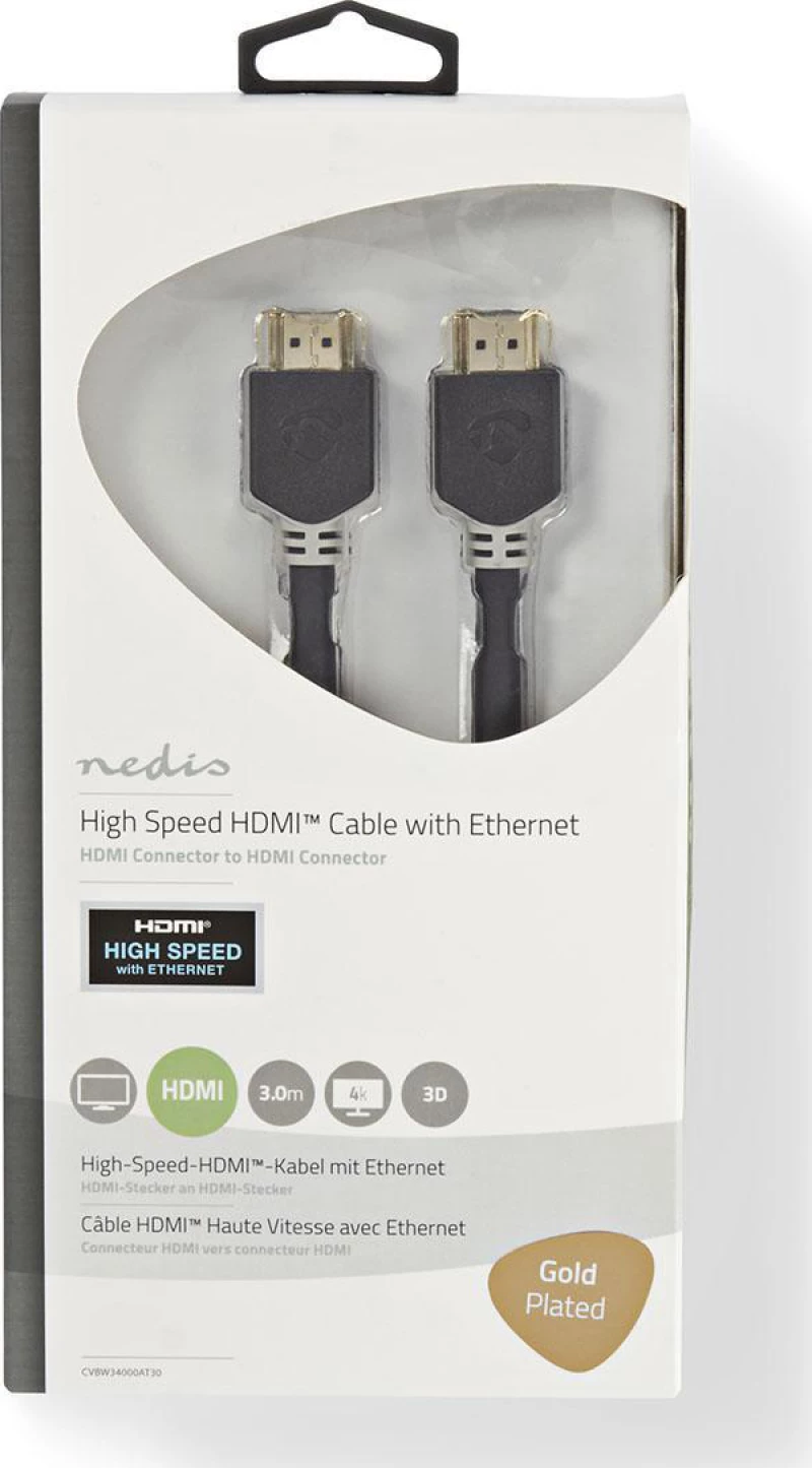 Nedis HDMI 1.4 Cable HDMI male - HDMI male 3m Μαύρο