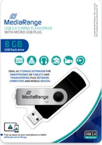 MediaRange Combo Flash Drive With Micro USB (OTG) Plug 8GB USB 2.0 Μαύρο