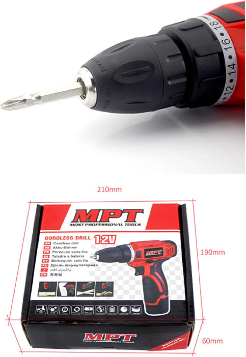 MPT MCDT1213.B1 Δραπανοκατσάβιδο Μπαταρίας 12V 1x1.5Ah