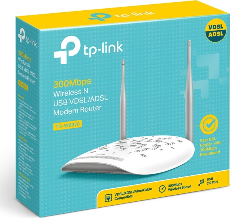 Tp-Link Wireless N Modem Router Td-W9970, 300Mbps, Vdsl/Adsl, Ver. 3.0