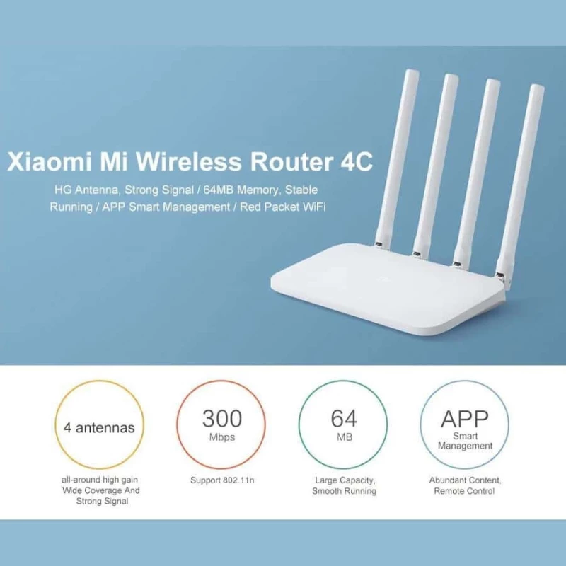 Xiaomi Mi Router 4C Ασύρματο Router Wi‑Fi 4 με 2 Θύρες Ethernet