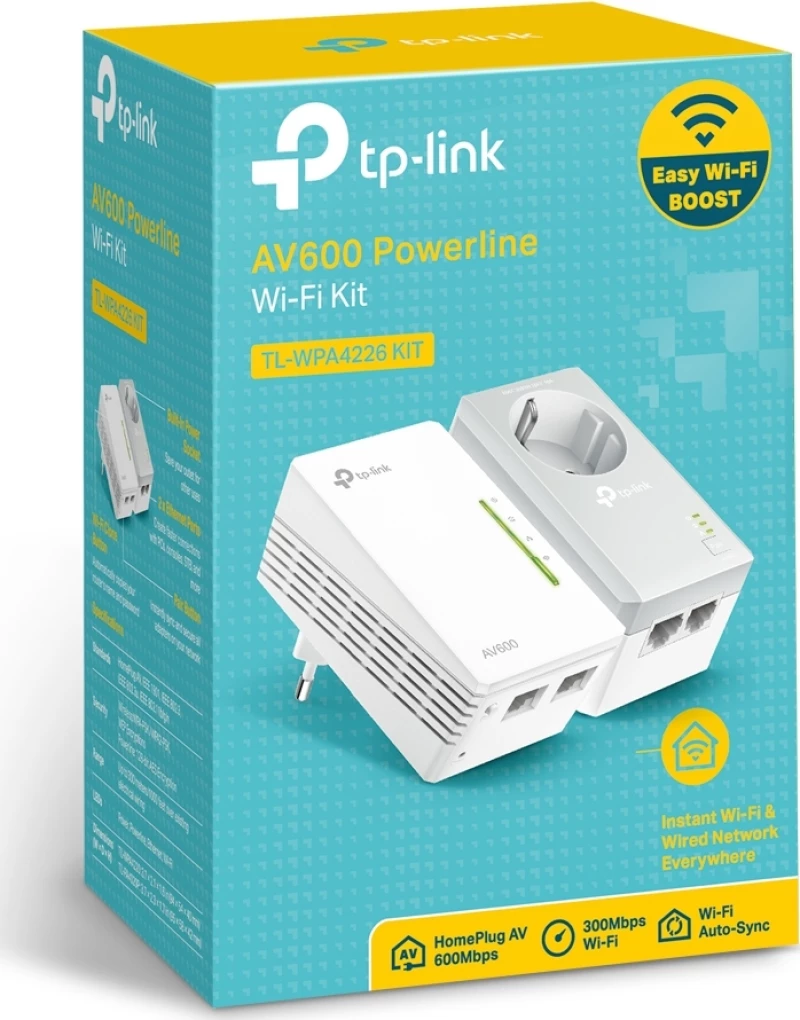 Tp-Link Tl-Wpa4226Kit V4.1, Av600 2-Port Powerline Wifi Extender Kit
