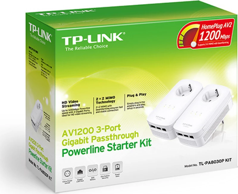 Powerline Tp-Link Tl-Pa8030P Kit Pt/3Ge/1200 V1