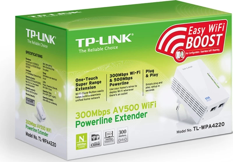 Tp-Link Tl-Wpa4220 V1.2 Av600 Wi-Fi Powerline Extender