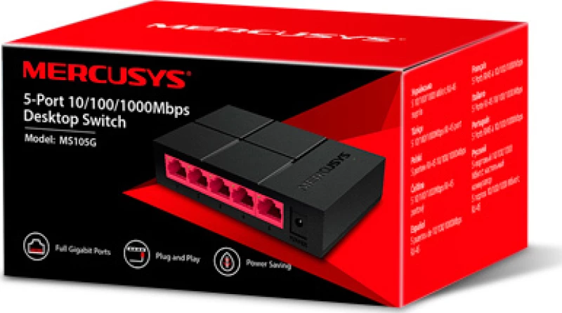 Mercusys Desktop Switch Ms105G, 5X 10/100/1000 Mbps, Ver. 1
