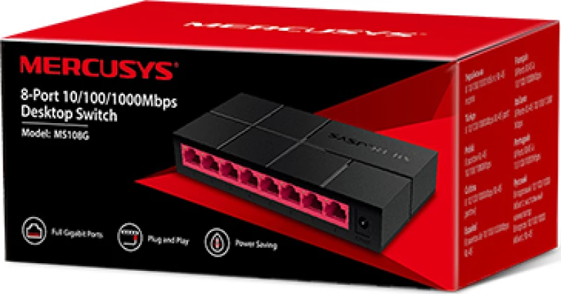 Mercusys Desktop Switch Ms108G, 8X 10/100/1000 Mbps, Ver. 1