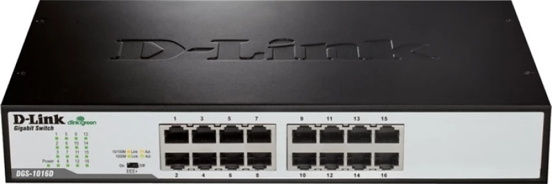 D-Link DGS-1016D/E μεταγωγέας δικτύου Μη διαχειρίσιμος Μαύρος (Μαύρο), Μεταλλικός