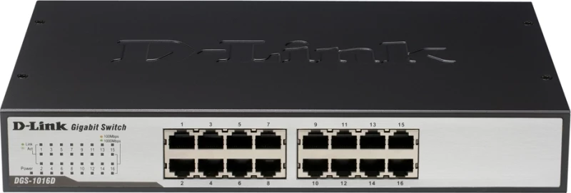 D-Link DGS-1016D/E μεταγωγέας δικτύου Μη διαχειρίσιμος Μαύρος (Μαύρο), Μεταλλικός