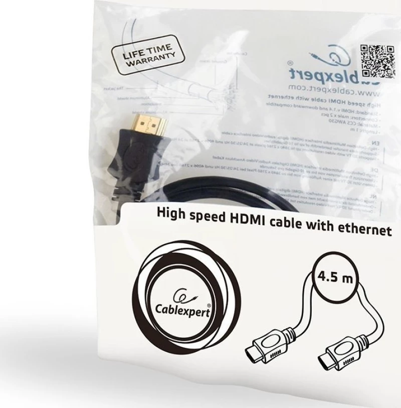 Cablexpert HDMI 1.4 Cable HDMI male - HDMI male 4.5m Μαύρο