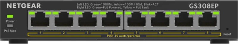 Network Switch Netgear 8X Ge Gs308Ep-100Pes