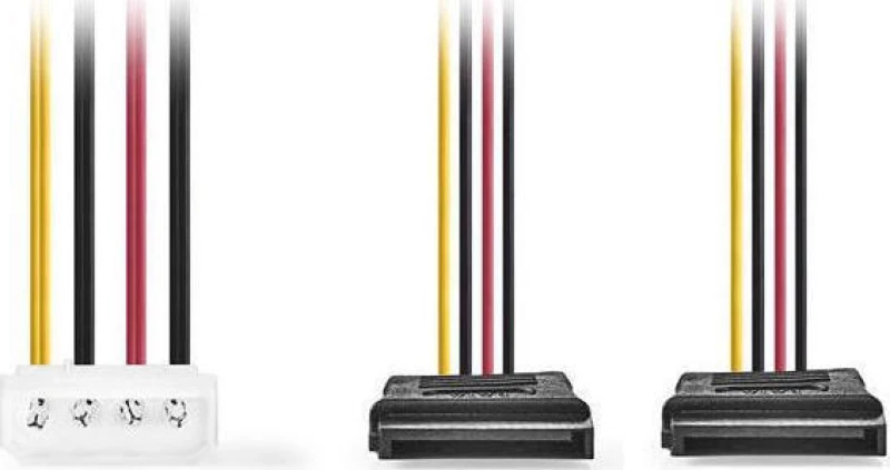 Nedis 4 Pin Molex male - 2x 15 Pin Sata female Cable 0.15m (CCGP73520VA015)
