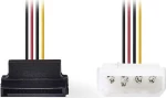 Nedis 4 Pin Molex male - 90° Angled 15 Pin Sata female Cable 0.15m (CCGP73505VA015)