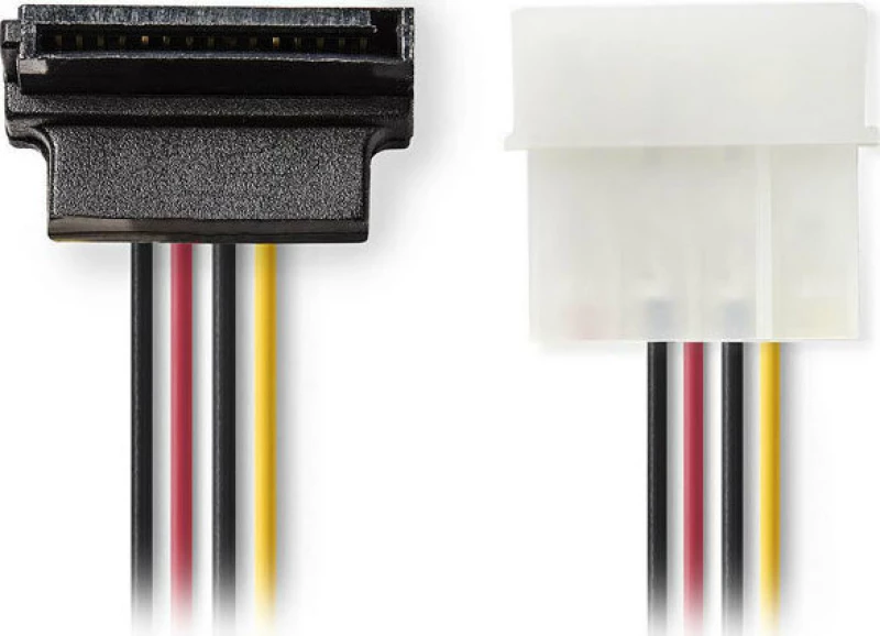Nedis 4 Pin Molex male - 90° Angled 15 Pin Sata female Cable 0.15m (CCGP73505VA015)