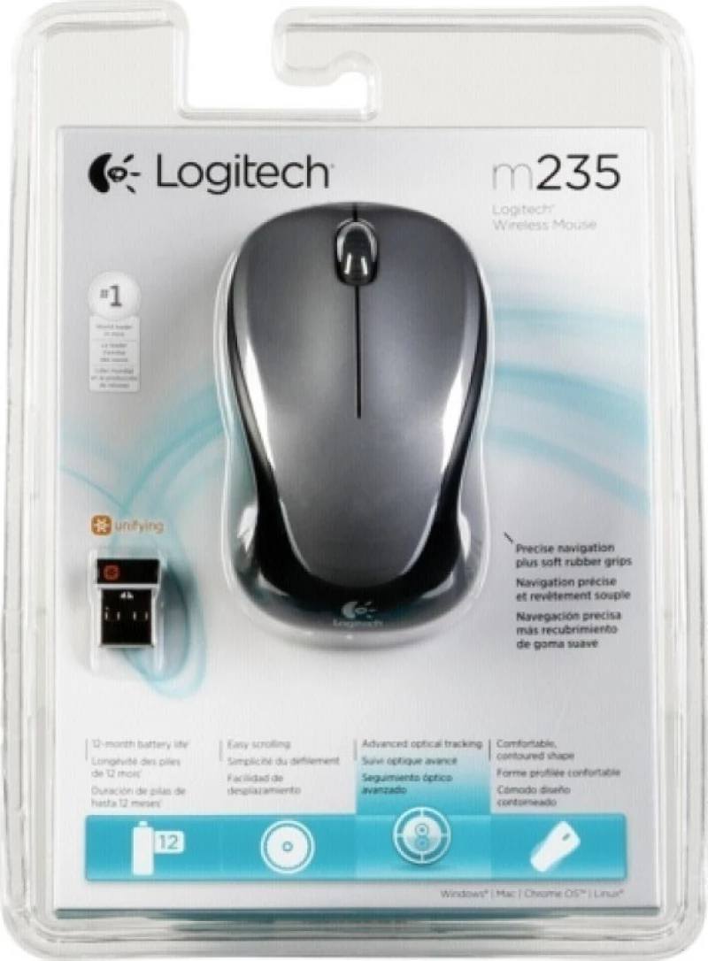Logitech M235 Ασύρματο Mini Ποντίκι Γκρι