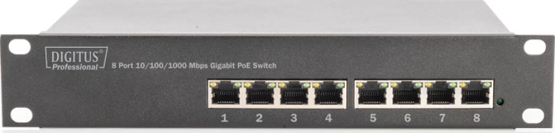 Network Switch 8 Port Digitus Rj45 Ge Poe 10"