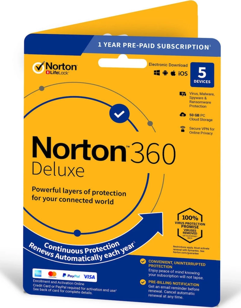 Norton 360 Deluxe (5 Licences , 1 Year) Key