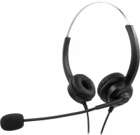 MediaRange Corded stereo headset with microphone and control panel, black (MROS304)
