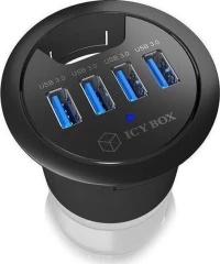 Icy Box Ib-Hub1403 Usb 3.0 (3.1 Gen 1) Type-A 5000 Mbit/S Μαύρος (Μαύρο)