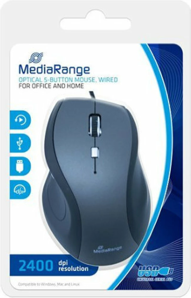 MediaRange MROS202 Ενσύρματο Ποντίκι Γκρι