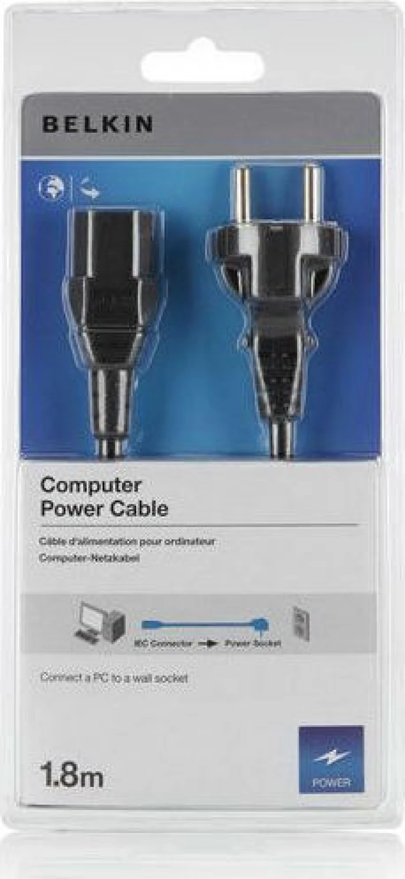 Belkin Euro - IEC C13 Cable 1.8m Μαύρο (F3A225CP1.8M-P)