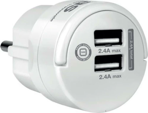 SAS 2x USB Wall Adapter Λευκό (Go Mini)
