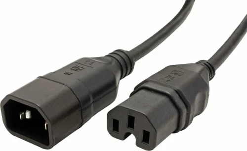 Value IEC C14 male - IEC C15 female Cable 1m Μαύρο (19.99.1121)