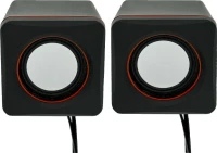 Ηχείο Stereo Multimedia Leerfei D-02L Με Σύνδεση 3.5Mm Και Usb Φόρτιση, Μαύρο Κόκκινο
