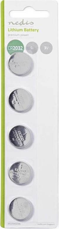 Nedis Balcr20325Bl Lithium Button Cell Battery Cr2032, 3V, 5 Pieces, Blister Nedis